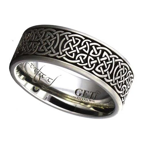 Flat Celtic Knot Titanium Wedding Ring