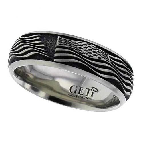 American Flag Titanium Wedding Ring