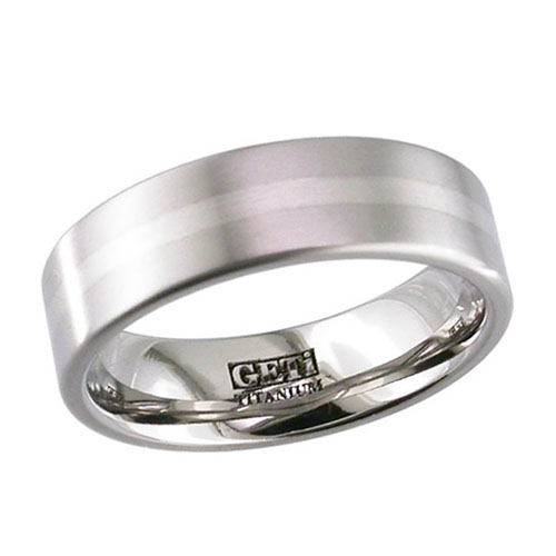 Titanium Wedding Ring with Palladium Strip