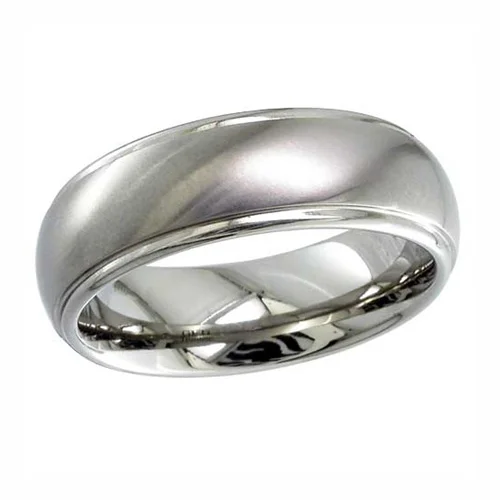 Domed Shoulder Cut Titanium Wedding Ring