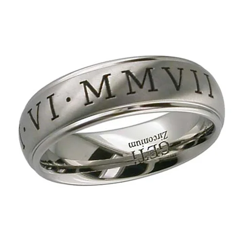 Titanium Wedding Ring with Roman Numerals