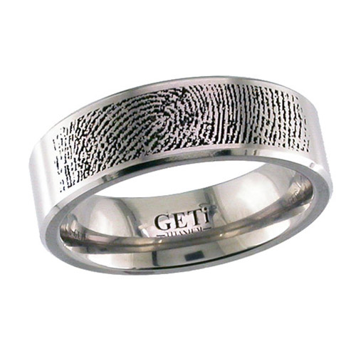 Fingerprint Titanium Wedding Ring