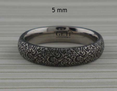Fancy Vine Titanium Wedding Ring