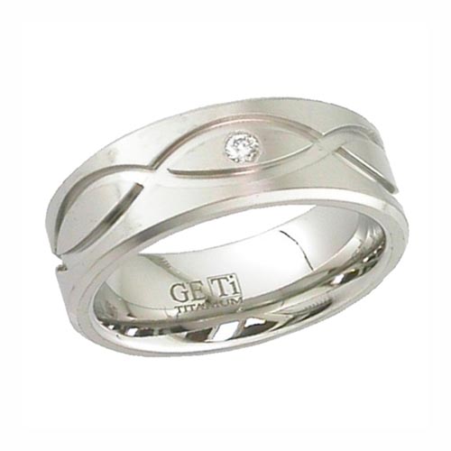Infinity Knot Titanium Wedding Ring with Diamond