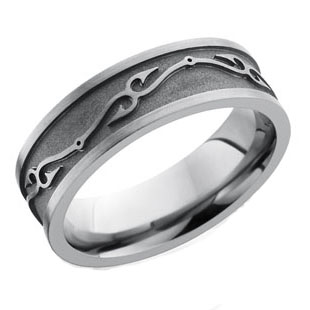 Titanium Wedding Ring with Fish Hooks