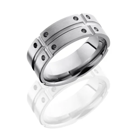 Segmented Matrix Titanium Wedding Ring with Divots