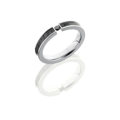 Titanium and Carbon Fiber Wedding Ring with Black Diamond
