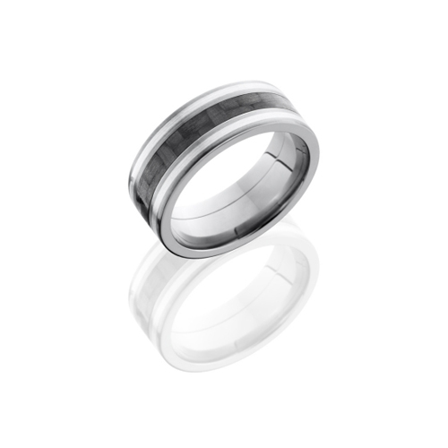 Titanium &amp; Carbon Fiber with Sterling Silver Wedding Ring