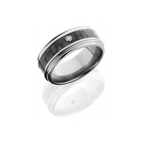 Diamond Carbon Fiber Wedding Ring