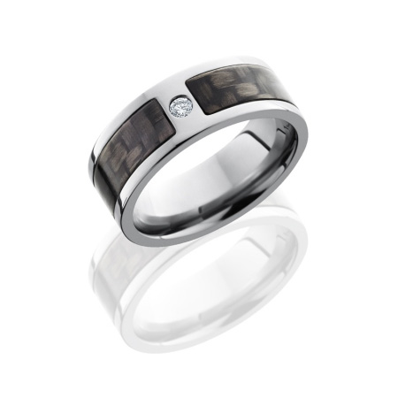 Carbon Fiber and Titanium Wedding Ring with Diamond