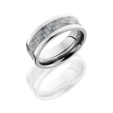 Silver Carbon Fiber and Titanium Wedding Ring