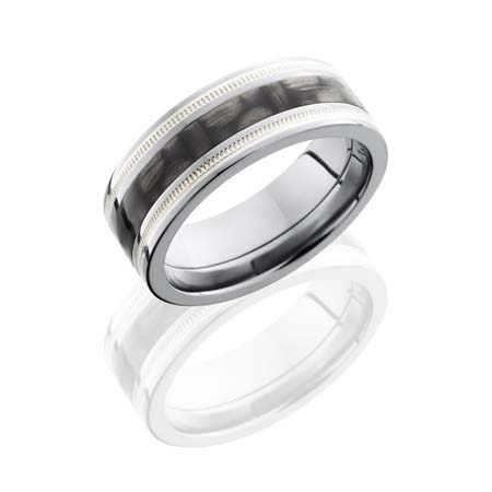 Carbon Fiber Wedding Ring with Milgrain