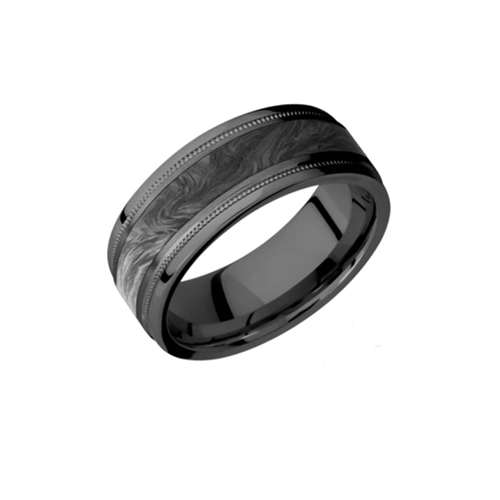 Black Zirconium With Forged Carbon Fiber Inlay Wedding Ring