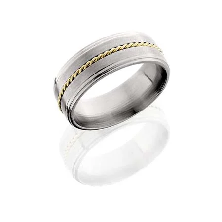 Titanium Wedding Ring with 14K Gold Braid