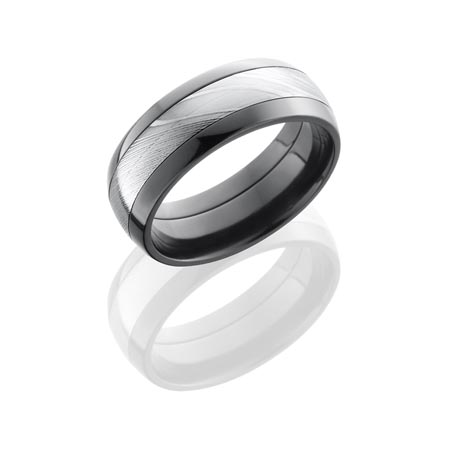 Black Zirconium and Damascus Steel Wedding Ring