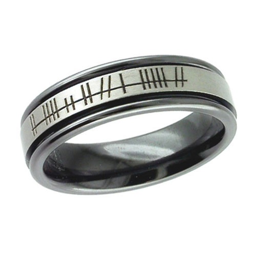 Black Zirconium Ring with Ogham Script