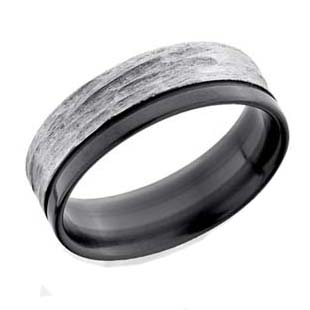 Silver and Black Zirconium Wedding Ring