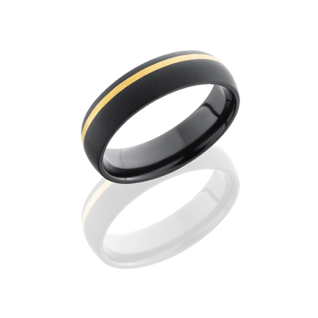 Black Zirconium Wedding Ring with 14K Stripe
