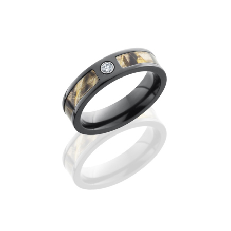 Diamond Black Zirconium Wedding Ring with Segmented Camo