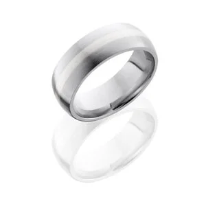 Cobalt Chrome Wedding Ring Sterling Silver Inlay