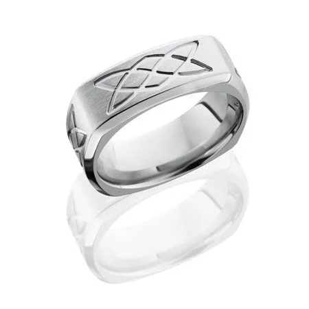 Square Cobalt Chrome Wedding Ring with Celtic Love Knot