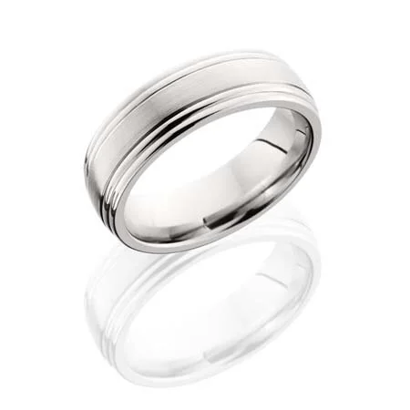 Cobalt Chrome Wedding Ring with Double-Grooved Edges