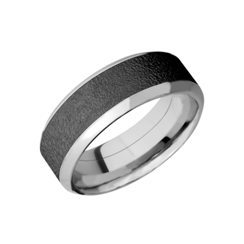Cobalt Chrome Wedding Ring with Black Zirconium Stipple Center