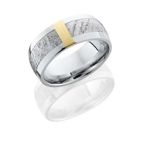 Meteorite Wedding Ring in Cobalt Chrome with 14K Gold Stripe