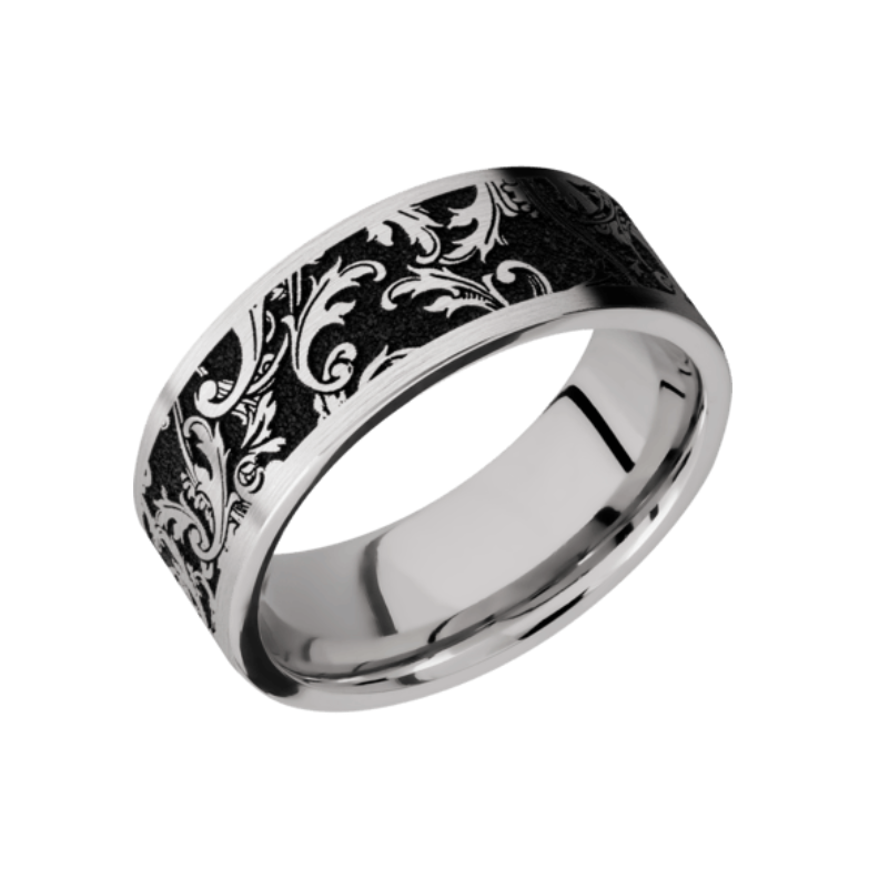 Cobalt Chrome Wedding Ring with Leaf Scroll Design — Unique Titanium ...
