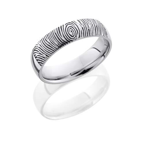 Domed Personalized Fingerprint Cobalt Chrome Wedding Ring