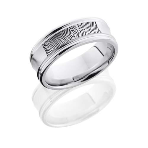 Concave Wedding Ring with Fingerprint in Cobalt Chrome