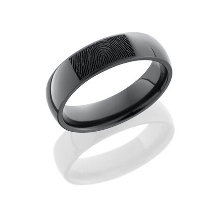 Black Zirconium Fingerprint Wedding Ring