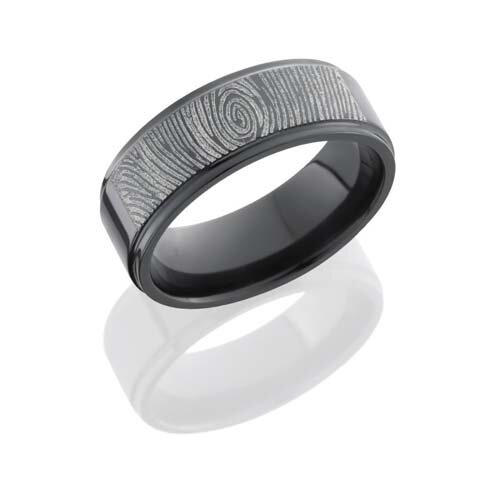 Black Zirconium Fingerprint Wedding Ring