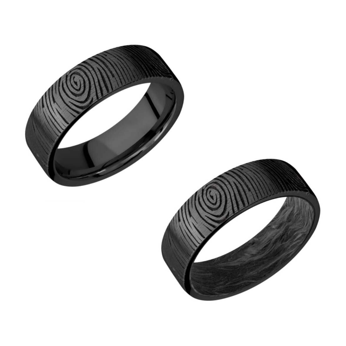 Fingerprint Wedding Ring in Black Zirconium