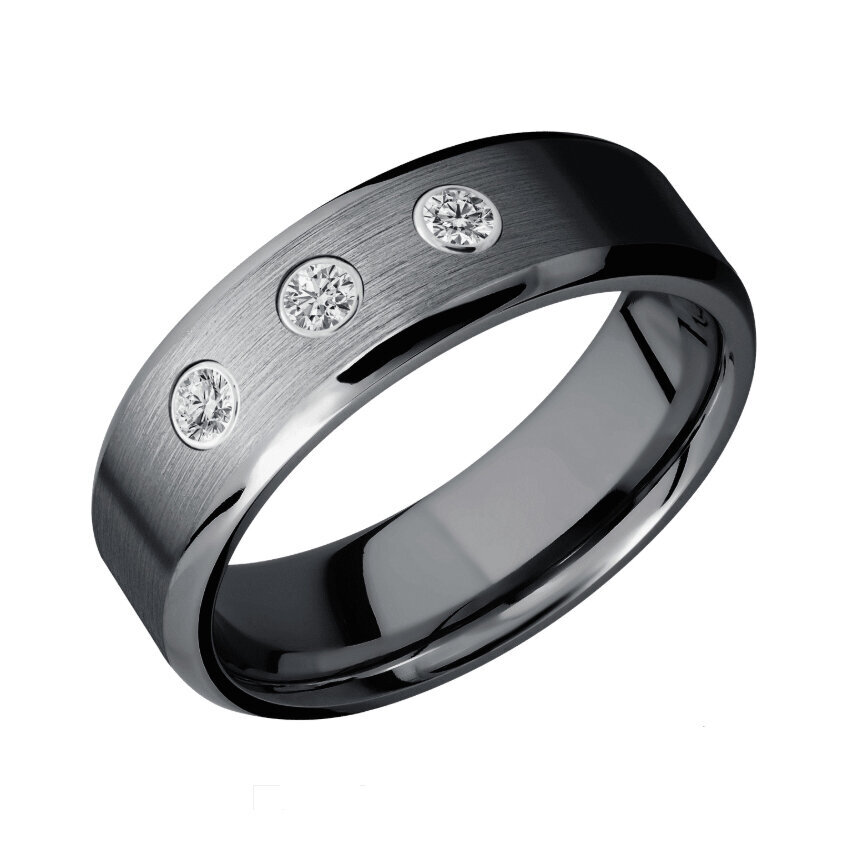Tantalum Wedding Ring with Three Diamonds