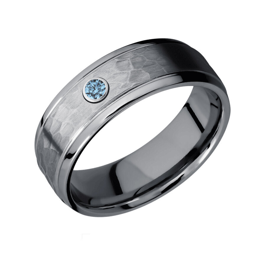 Tantalum Wedding Ring with Denim Sapphire