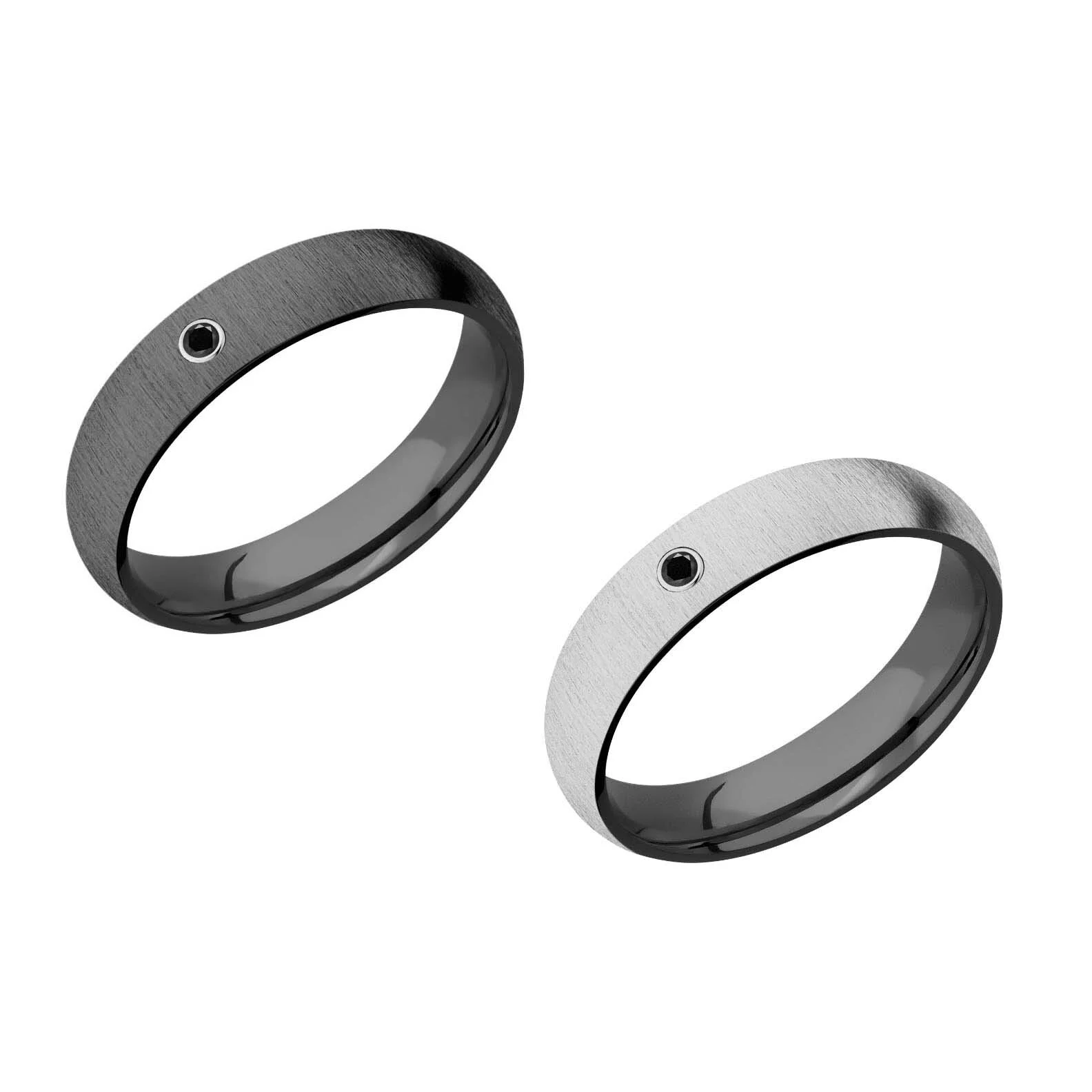5 mm Black Zirconium Wedding Ring with Black Diamond