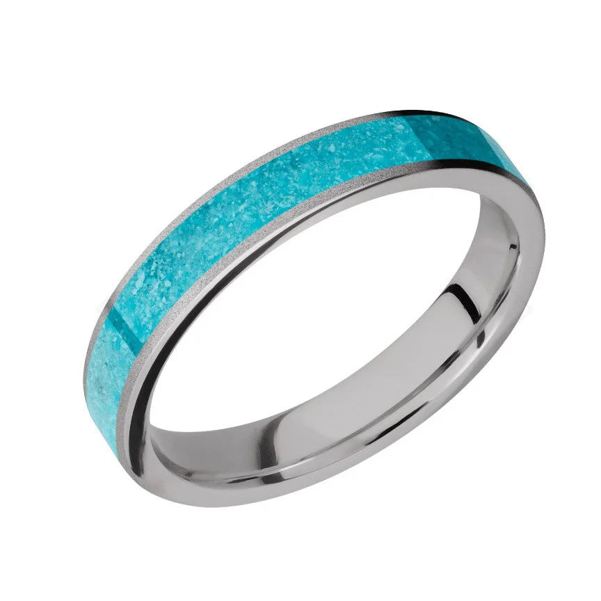 Cobalt Chrome Wedding Ring with 3mm of Turquoise Inlay