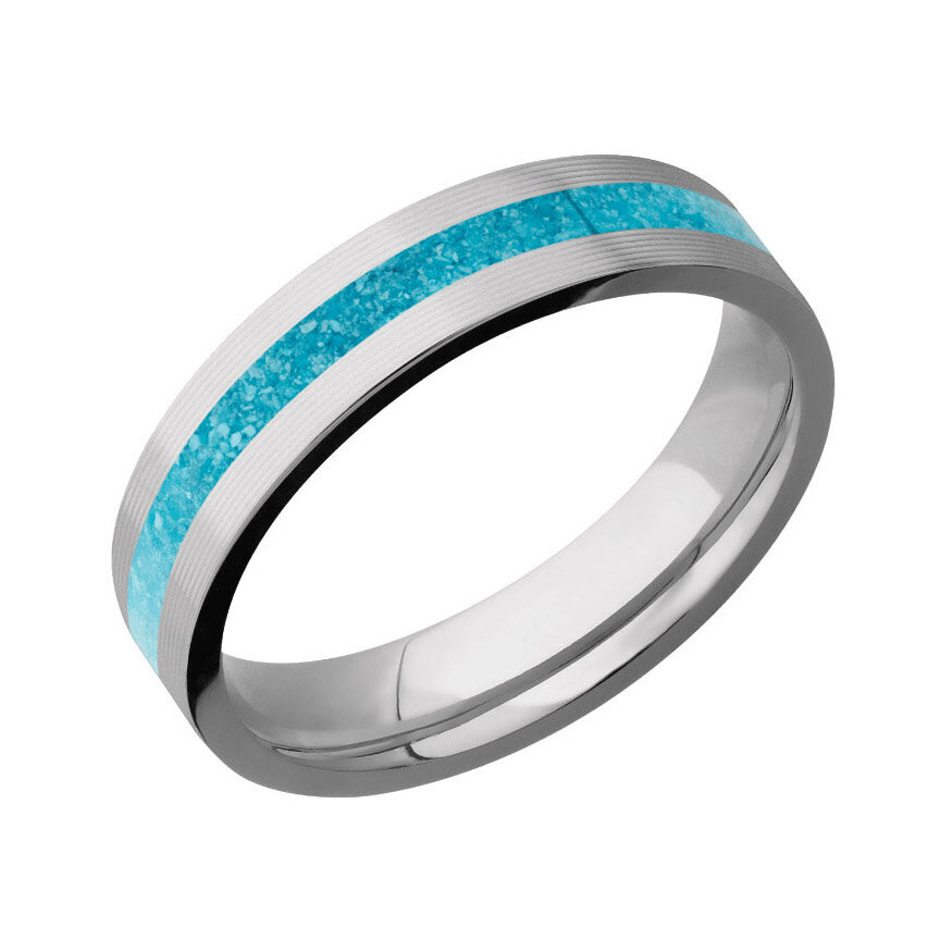 Titanium Wedding Ring with Turquoise Inlay