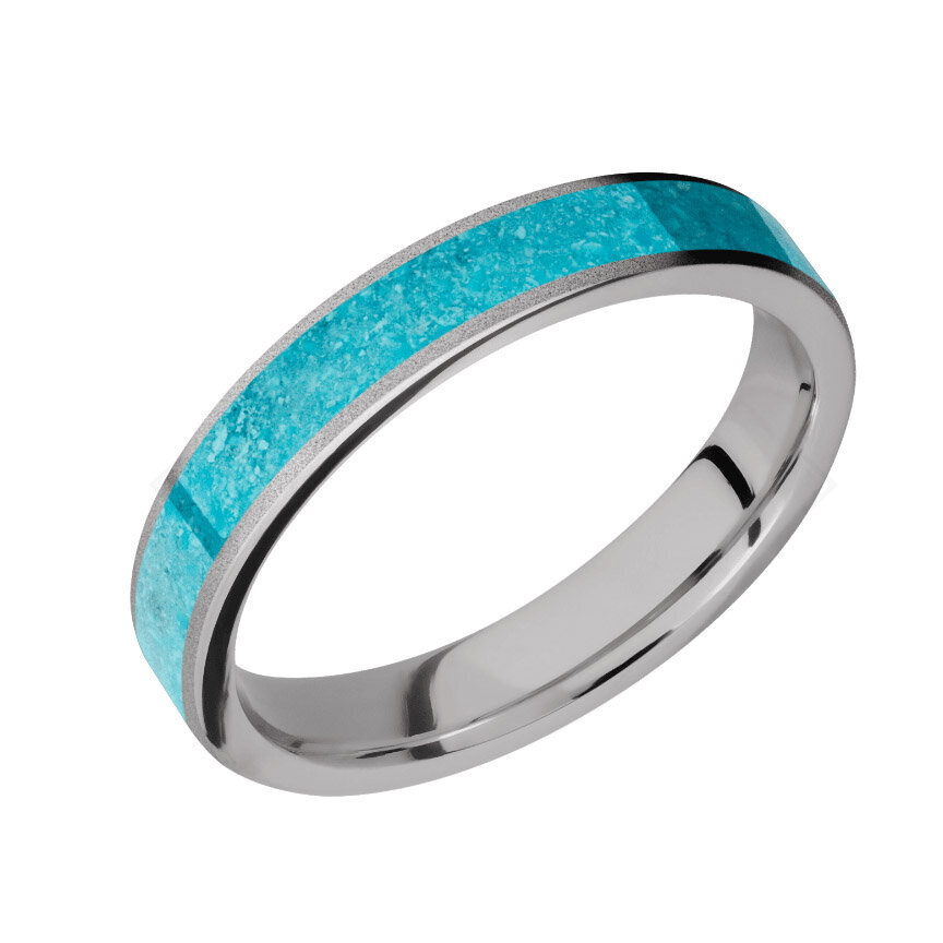 Cobalt Chrome Wedding Ring with 3mm of Turquoise Inlay