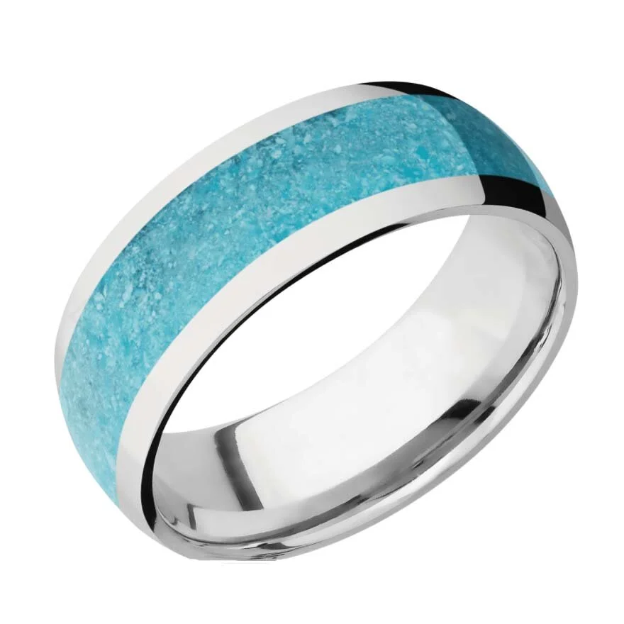 Cobalt Chrome Wedding Ring with  5mm of Turquoise Inlay 