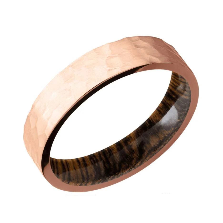 14K Rose Gold with Hammered Finish and Sleeve Wedding Ring