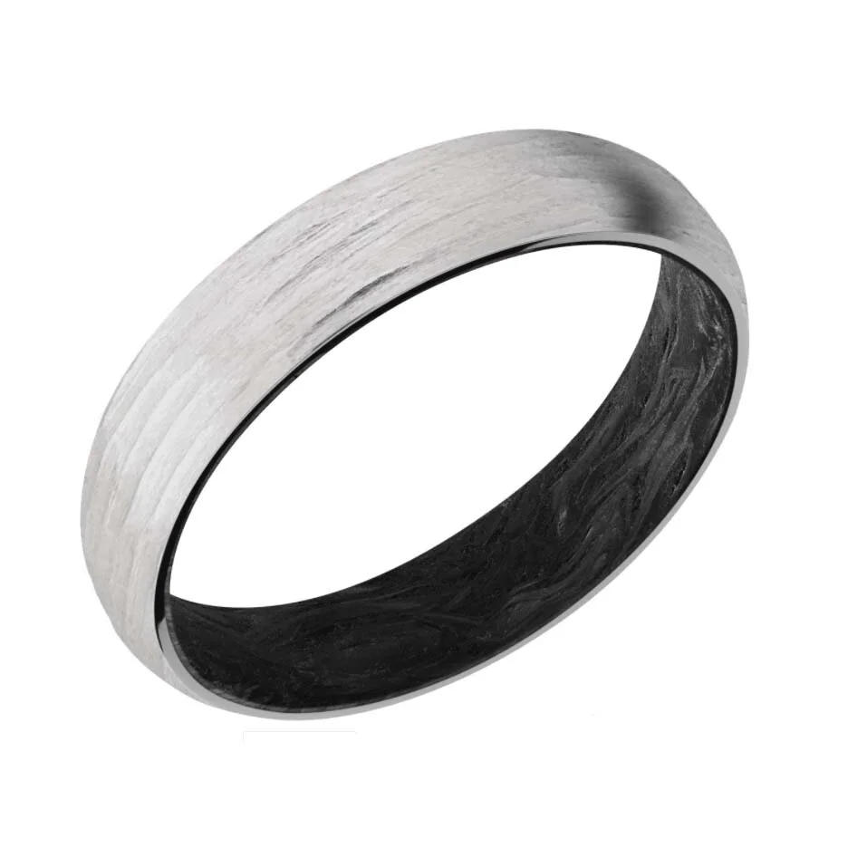 10K White Gold with Tree Bark Finish and Sleeve Wedding Ring 