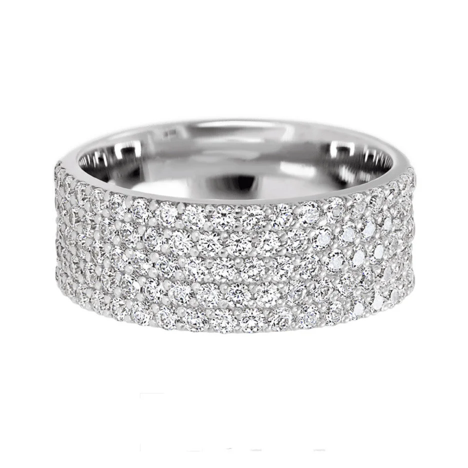 14K White Gold with Half Eternity Diamond Wedding Ring 
