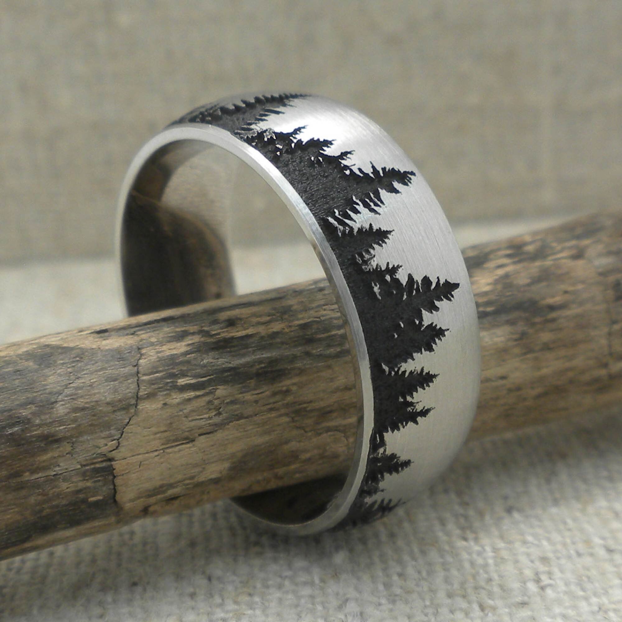 Evergreen Trees Wedding Ring