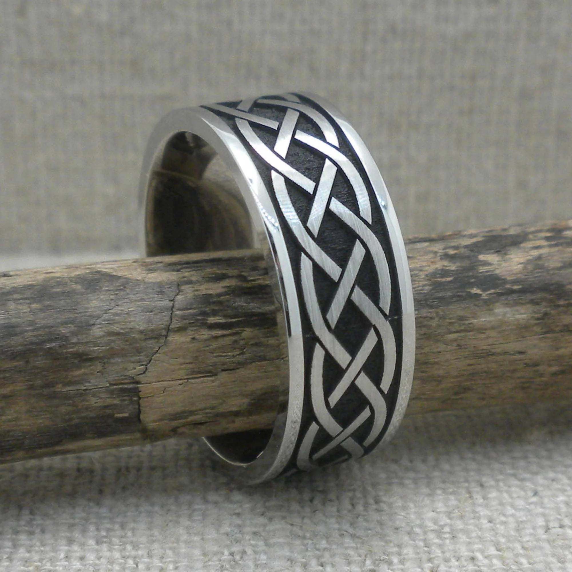 Flat Profile Celtic Knot Wedding Band in Cobalt Chrome