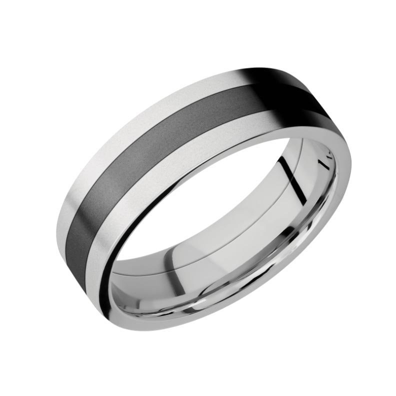 Cobalt Chrome Wedding Ring with Black Zirconium Inlay with Bead Finish