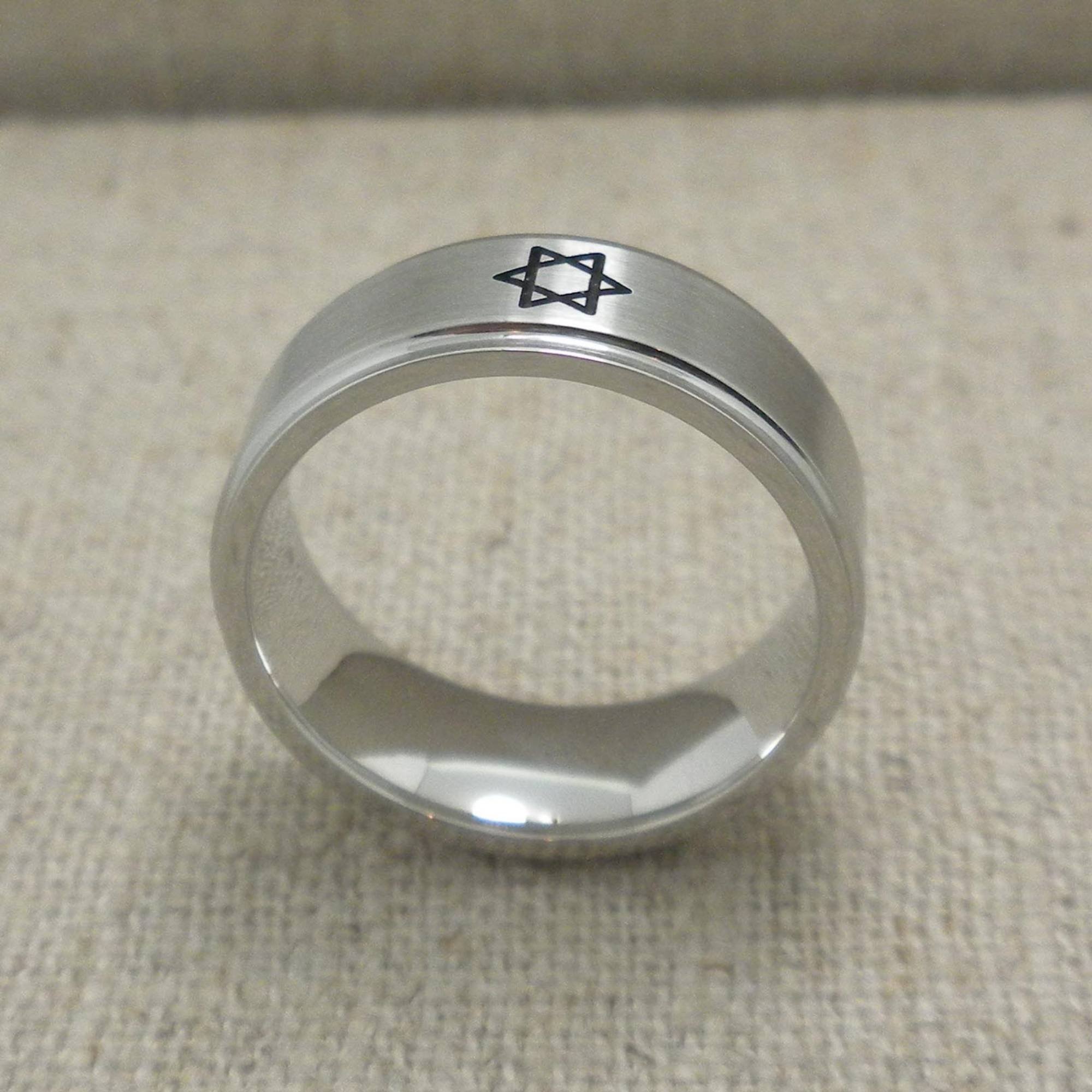 Cobalt Chrome Jewish Star of David Wedding Ring