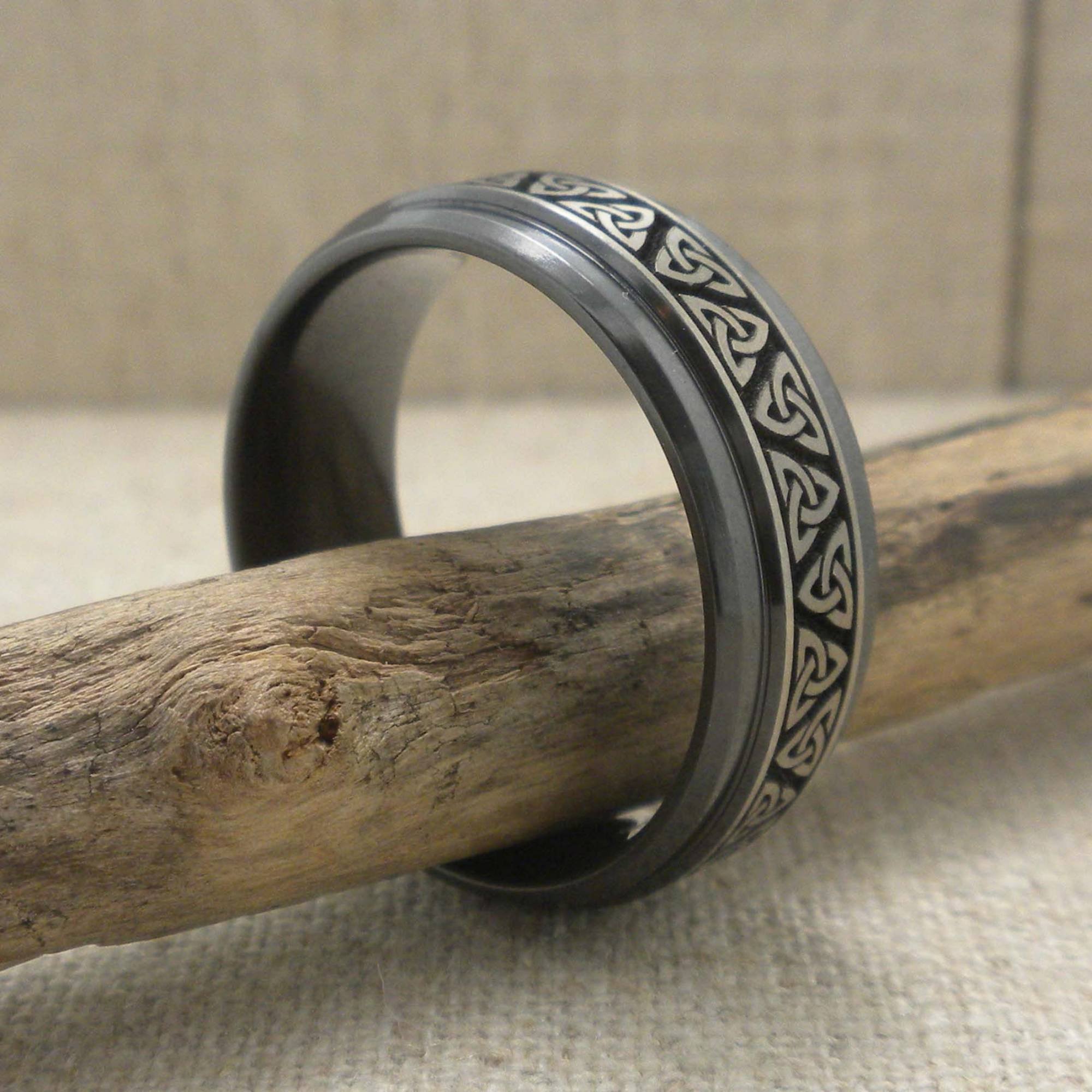 Trinity Knot Wedding Ring in Black Zirconium