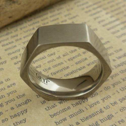 Hexagon Profile Titanium Wedding Ring